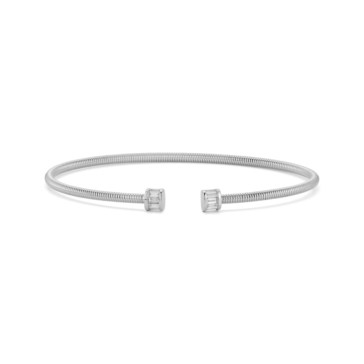 Sadie Pearl Channel Set Baguette Flexi Cuff