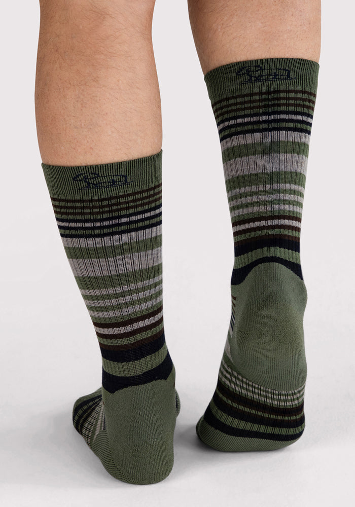 Mens Everyday Crew Socks - Winter Moss Stripe