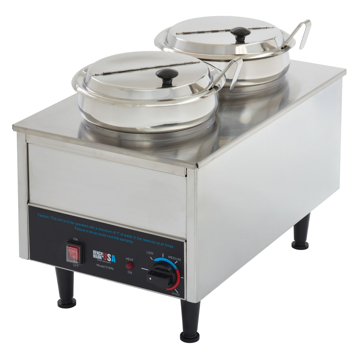 51072P - BenchmarkUSA Dual-Well Food Warmer - 2 Ladles, 2 Lids
