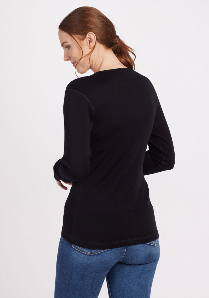 Hannah Petite Long Sleeve Top - Black