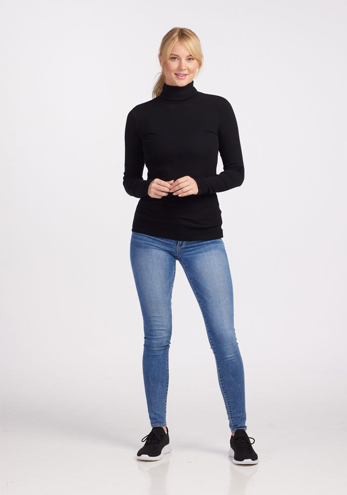 Sage Petite Ribbed Turtleneck - Black