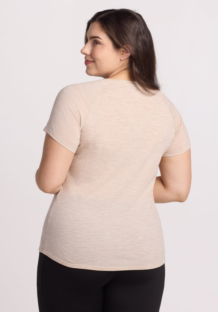 Mia V Neck - Cream Heather