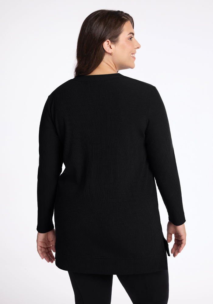 Evie Ribbed Tunic - Black