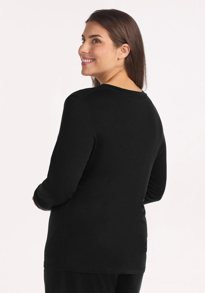 Lily V Neck Lounge Top - Black