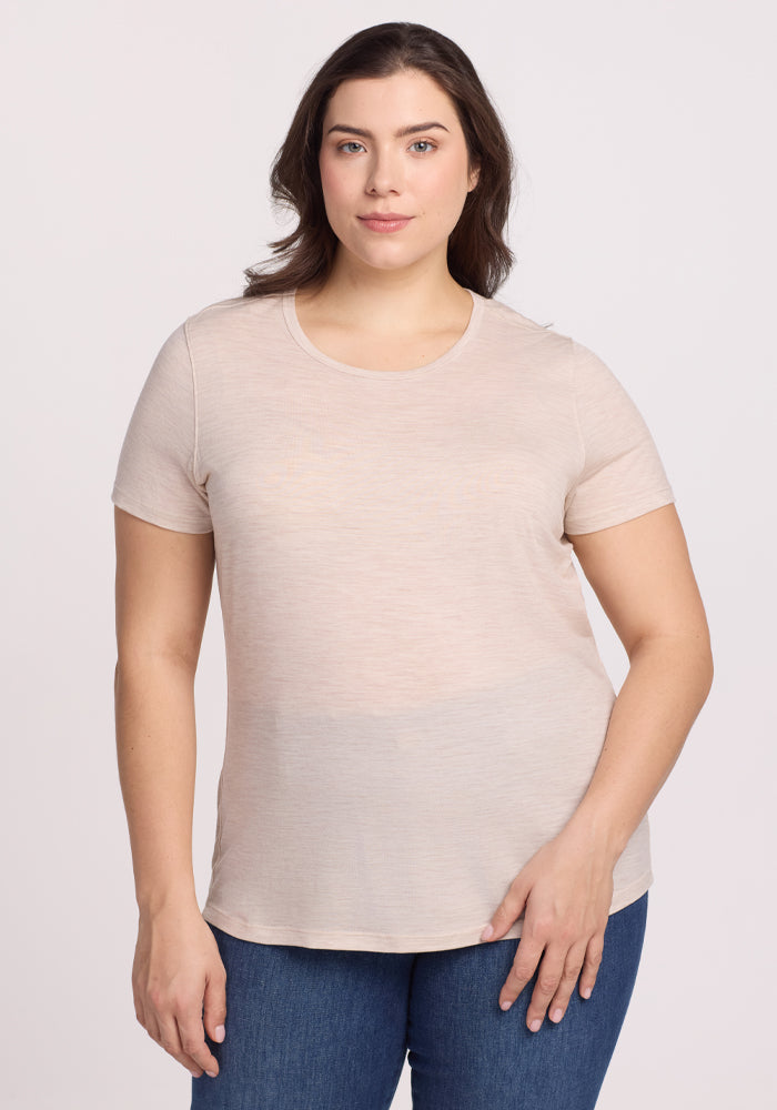 Liza Crew Neck Tee - Cream Heather