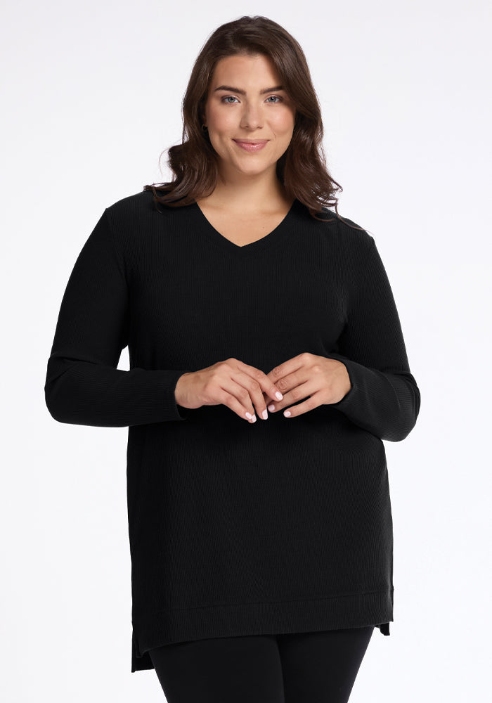 Evie Ribbed Tunic - Black