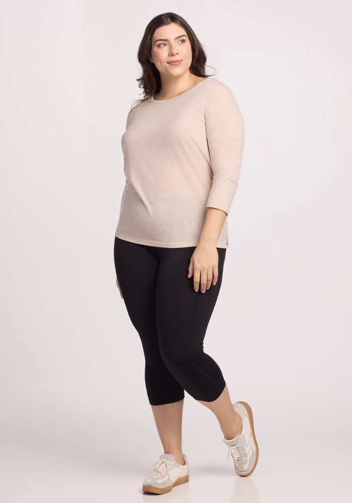 Jenny 3/4 Sleeve Crew Neck - Cream Heather