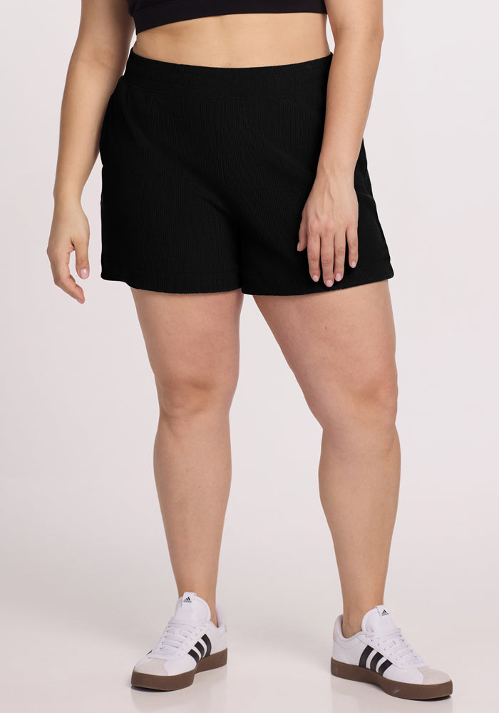 Maisey Ribbed Shorts - Black