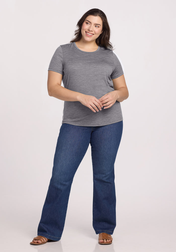 Liza Crew Neck Tee - Graphite Heather