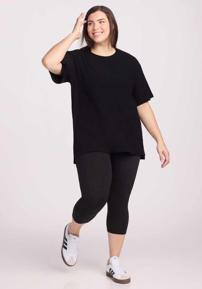 Vera Ribbed Tunic - Black