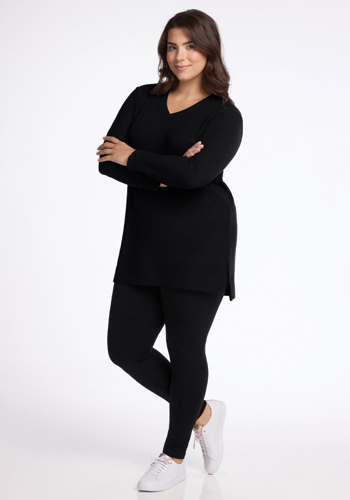 Evie Ribbed Tunic - Black