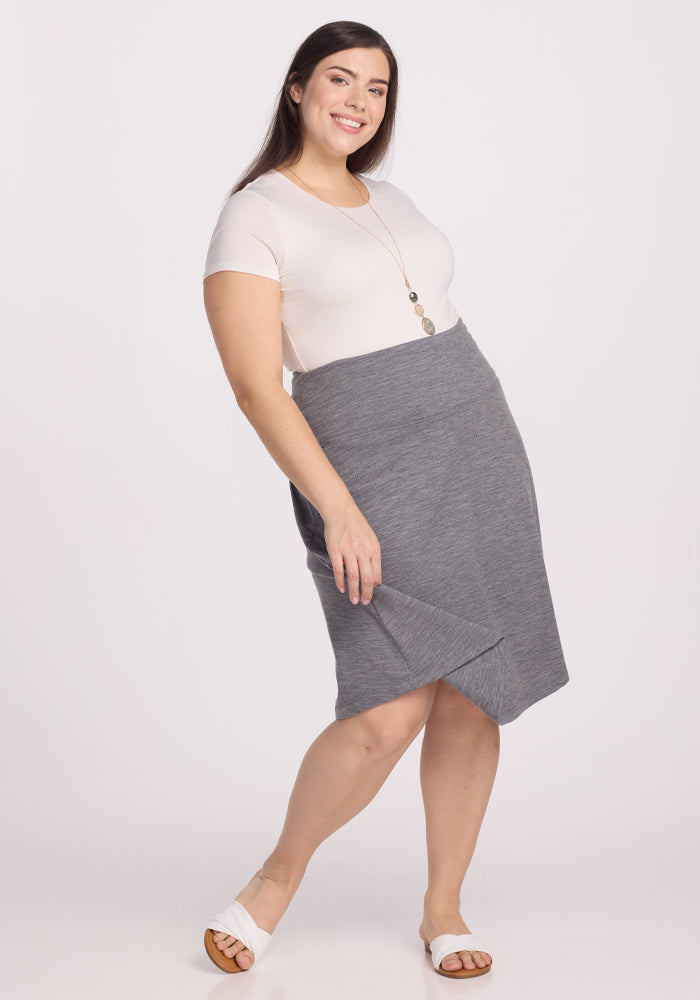Marilyn Flowy Midi Skirt - Graphite Heather