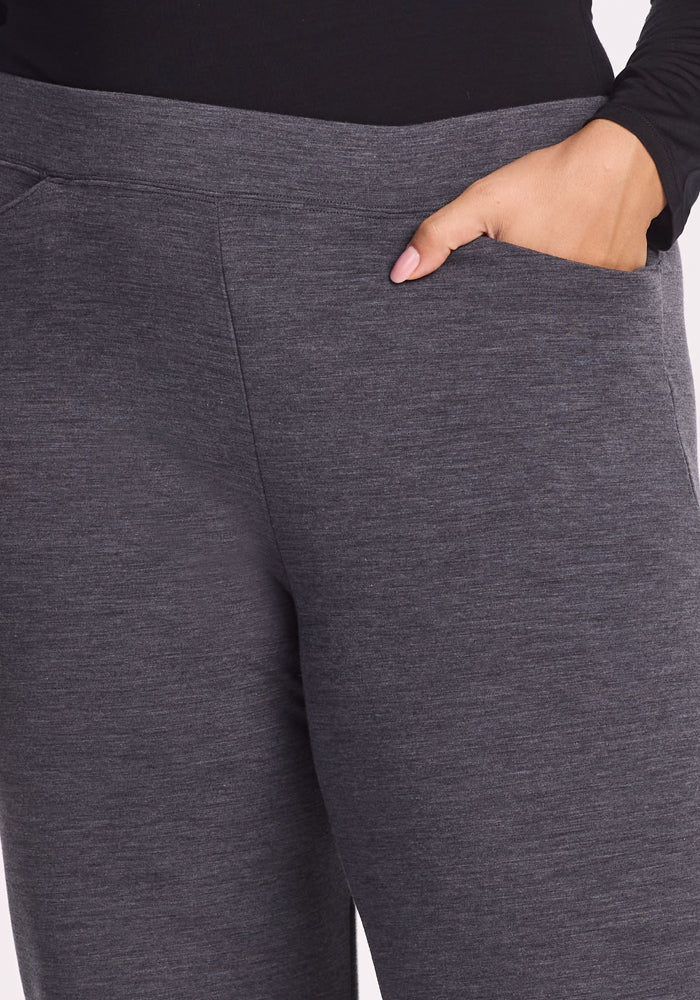 Ellie Wide Leg Pants - Cinder Melange