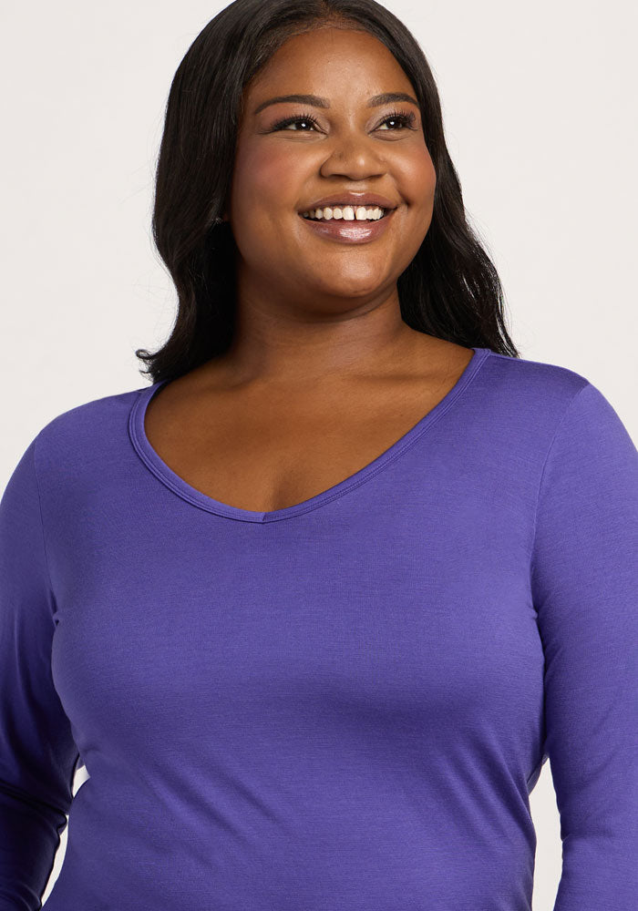 Layla V Neck Top - Berry Indigo