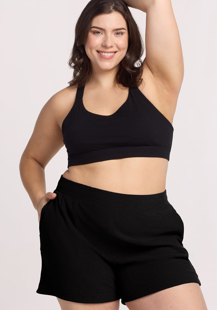 Maisey Ribbed Shorts - Black