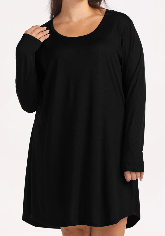 Lucille Long Sleeve Nightgown - Black