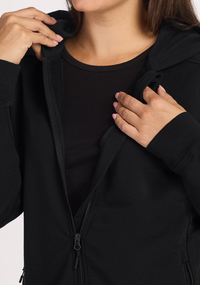 Darby Zip Up Hoodie - Black