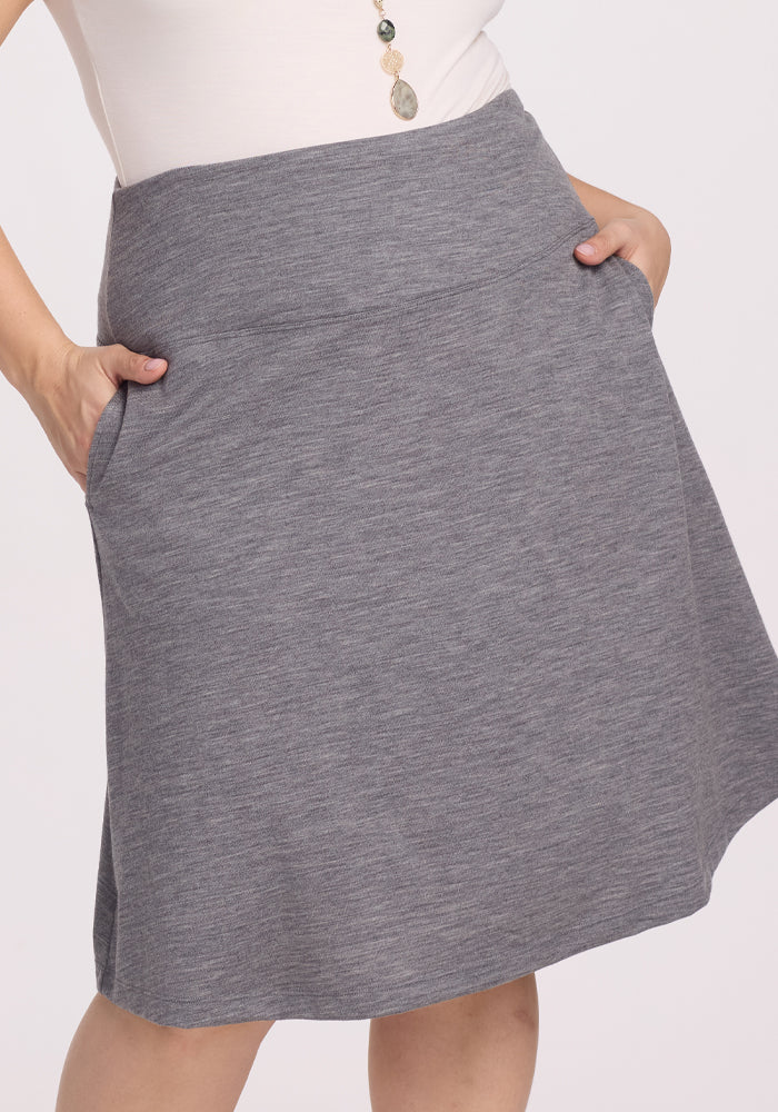 Marilyn Flowy Midi Skirt - Graphite Heather