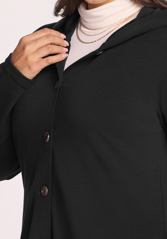 Edna Hooded Cardigan - Black
