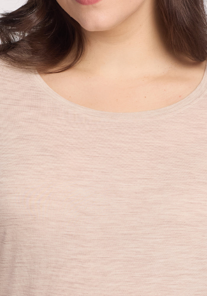 Jenny 3/4 Sleeve Crew Neck - Cream Heather