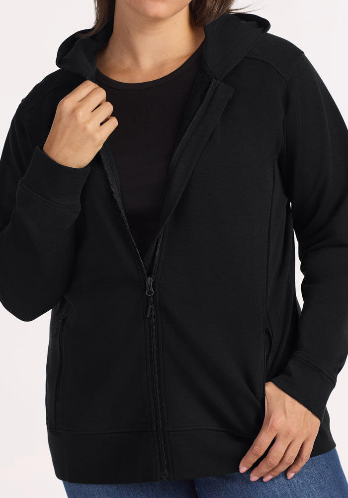 Darby Zip Up Hoodie - Black
