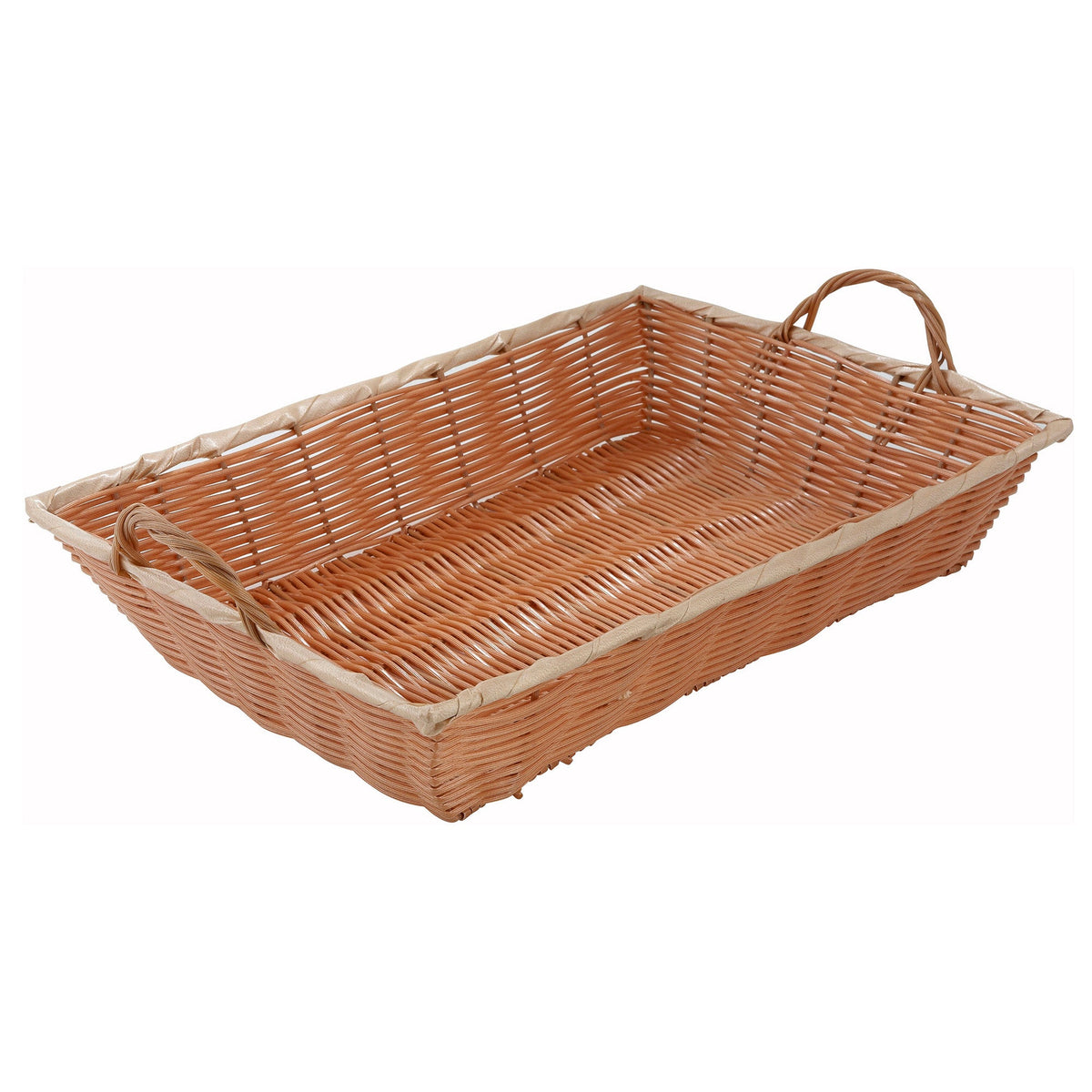 PWBN-16B - Natural Woven Basket, Rectangular with Handles - 16" x 11" x 3"